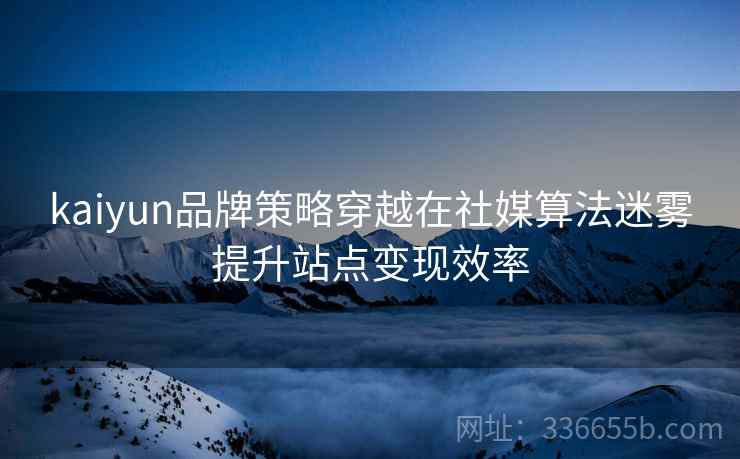 kaiyun品牌策略穿越在社媒算法迷雾提升站点变现效率