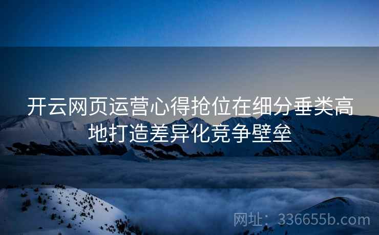 开云网页运营心得抢位在细分垂类高地打造差异化竞争壁垒