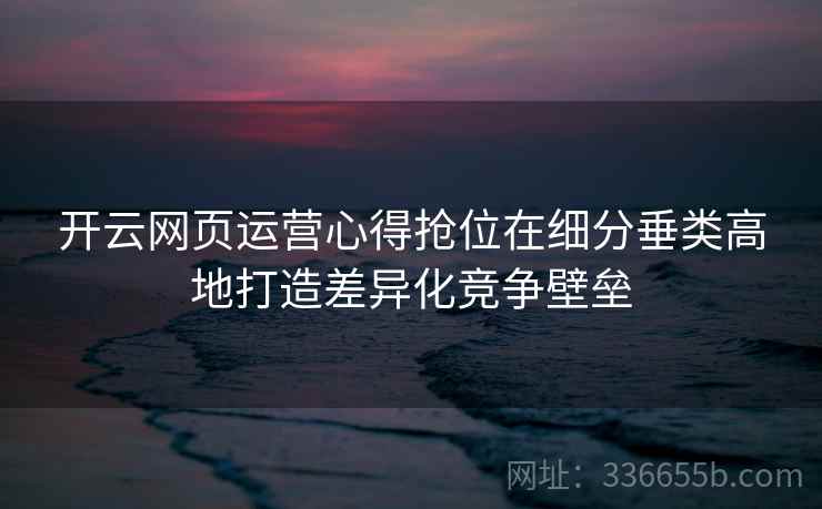 开云网页运营心得抢位在细分垂类高地打造差异化竞争壁垒